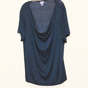 Jaclyn Smith Blue and Black Top, Cowl Neck, 3X
